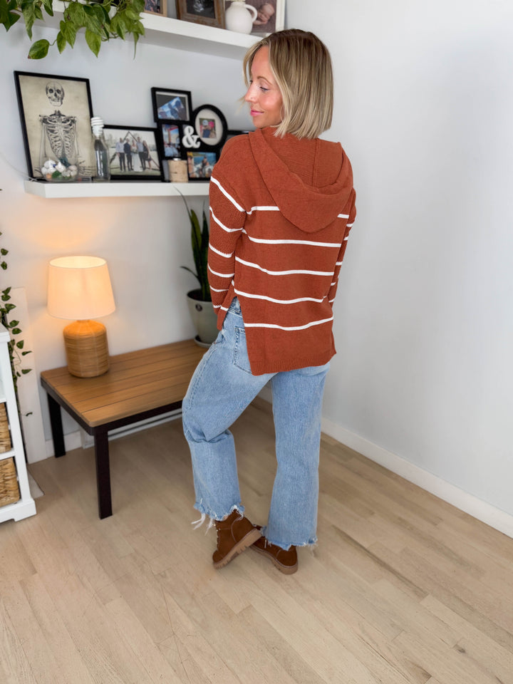 Maddie Striped Hoodie- PUMPKIN SPICE