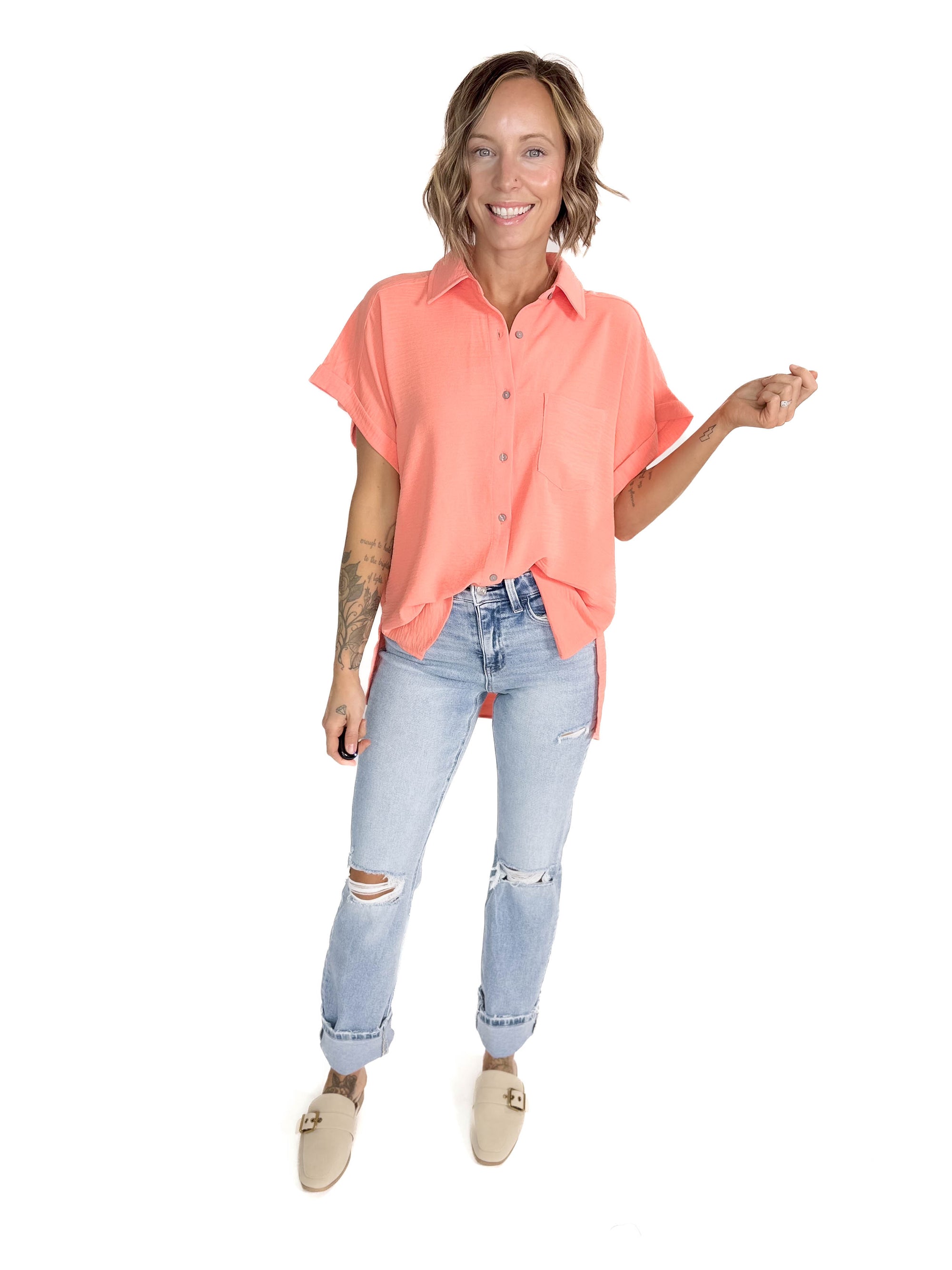 Taya Short Sleeve- CORAL