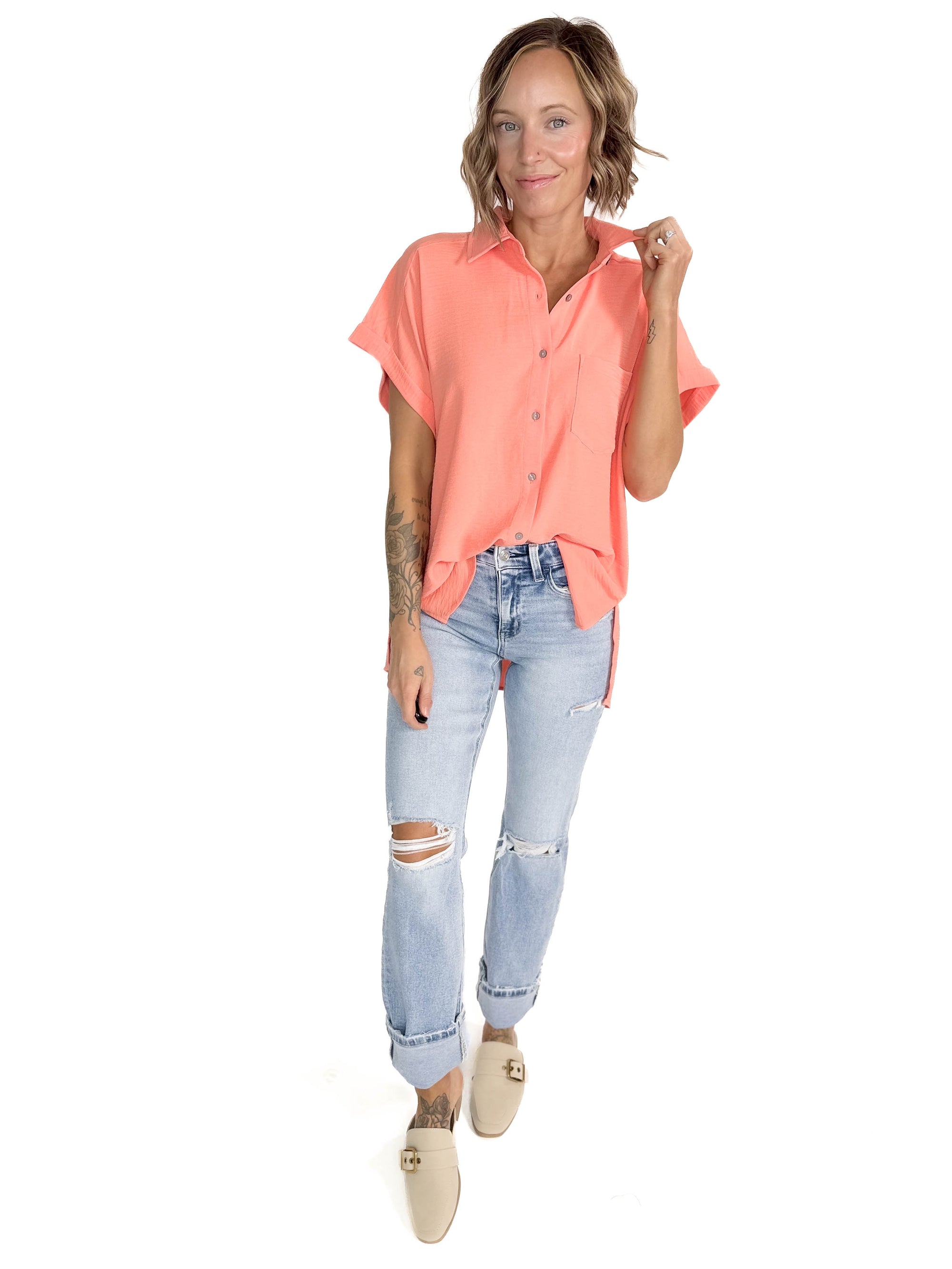 Taya Short Sleeve- CORAL