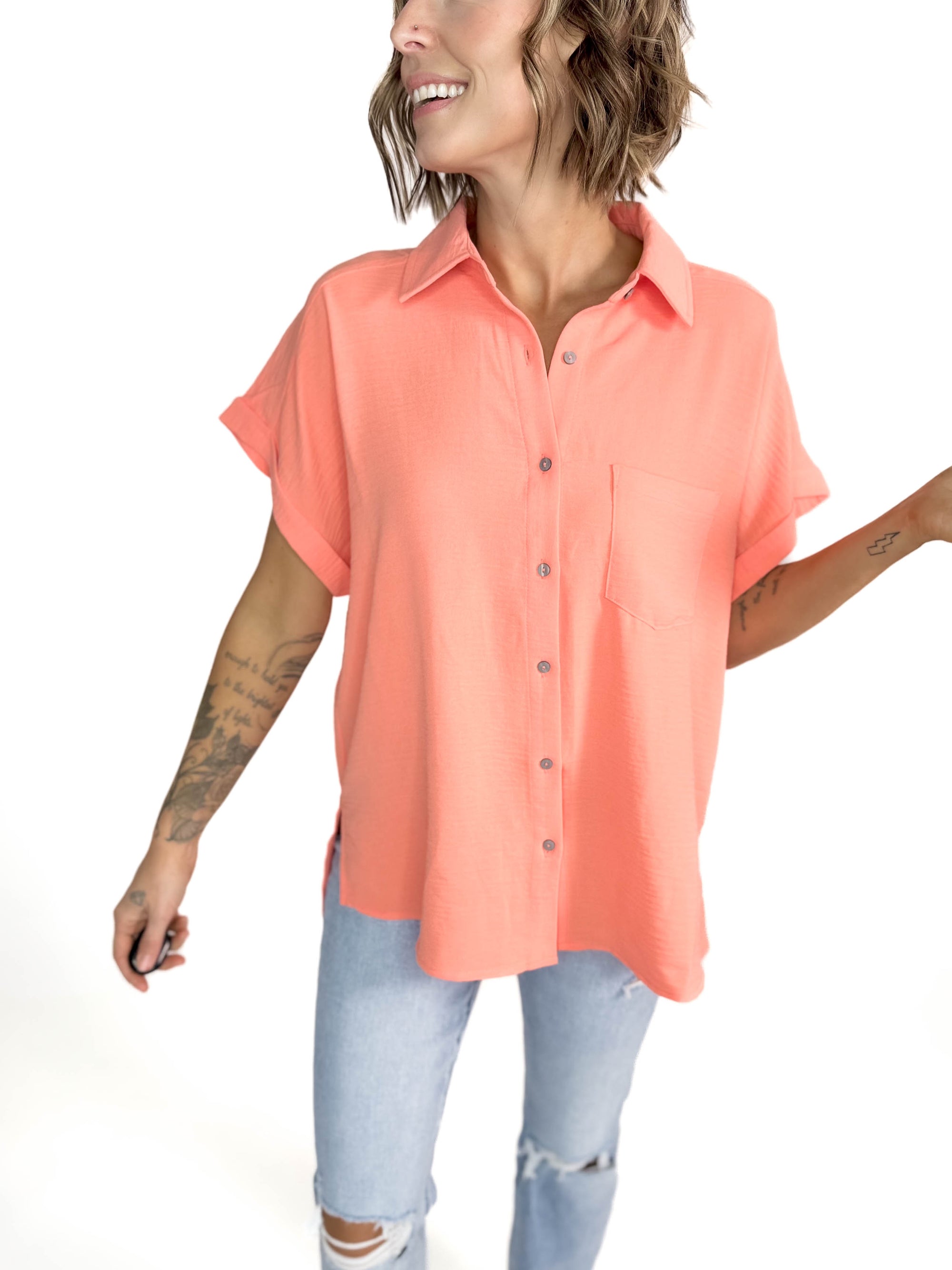 Taya Short Sleeve- CORAL