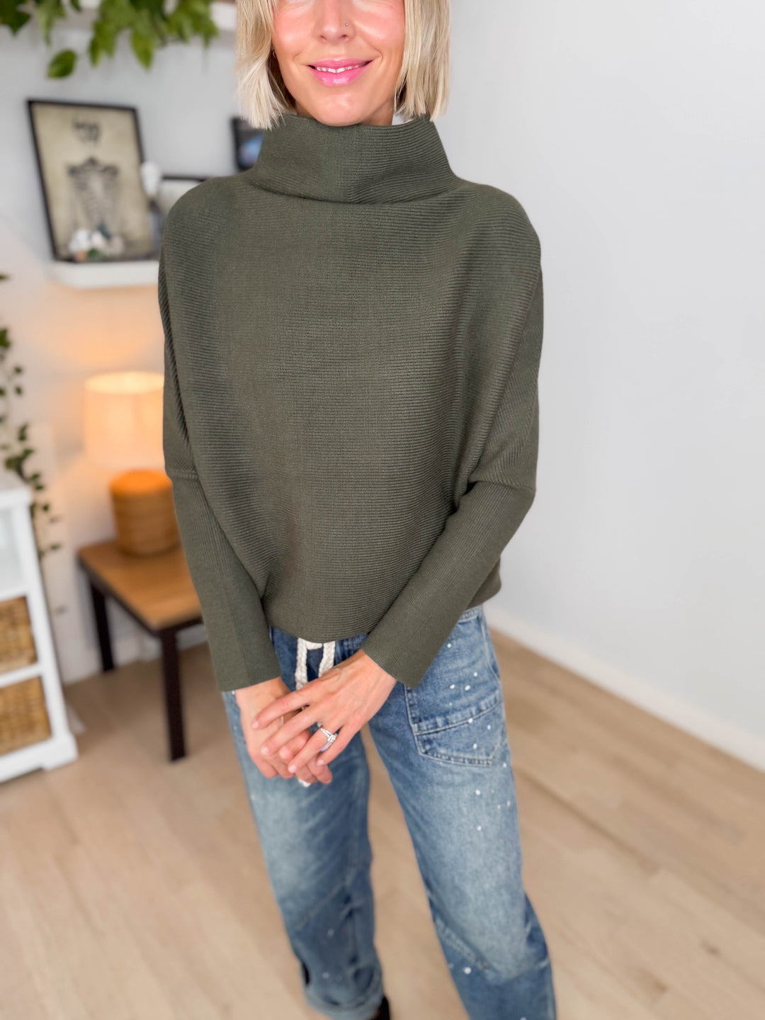 Wild Pines Dolman Sweater- DARK OLIVE