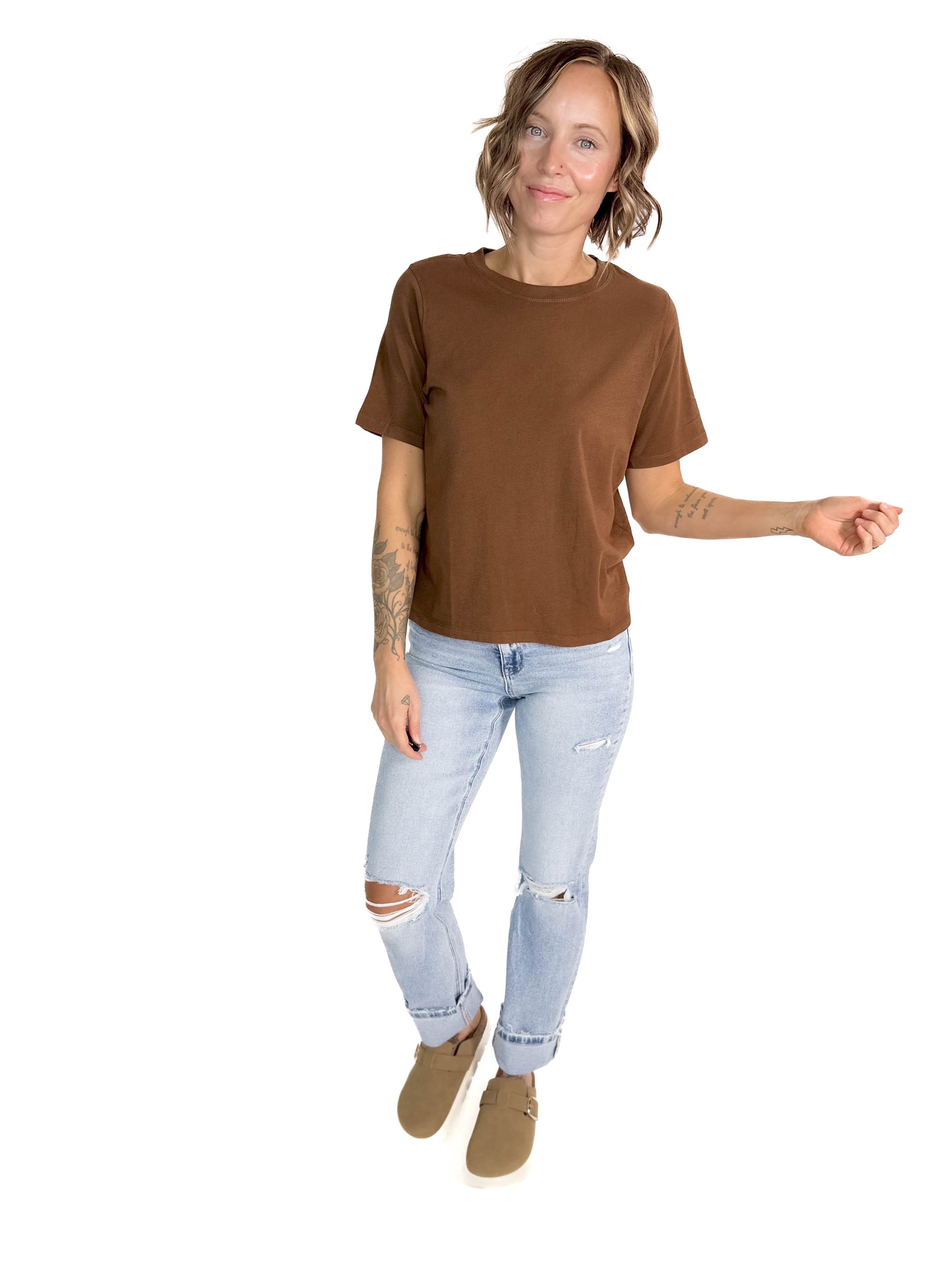 MONO B Scottie Classic Boxy Fit Tee- COCOA DUST