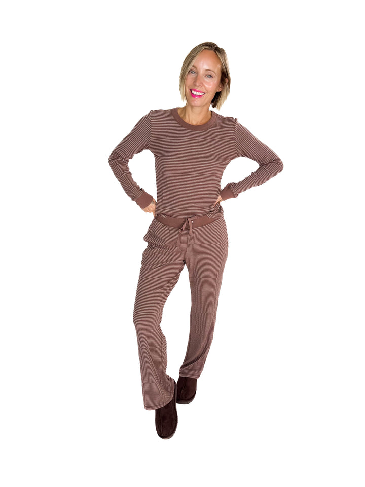 Layla Waffle Lounge Pant- BROWN