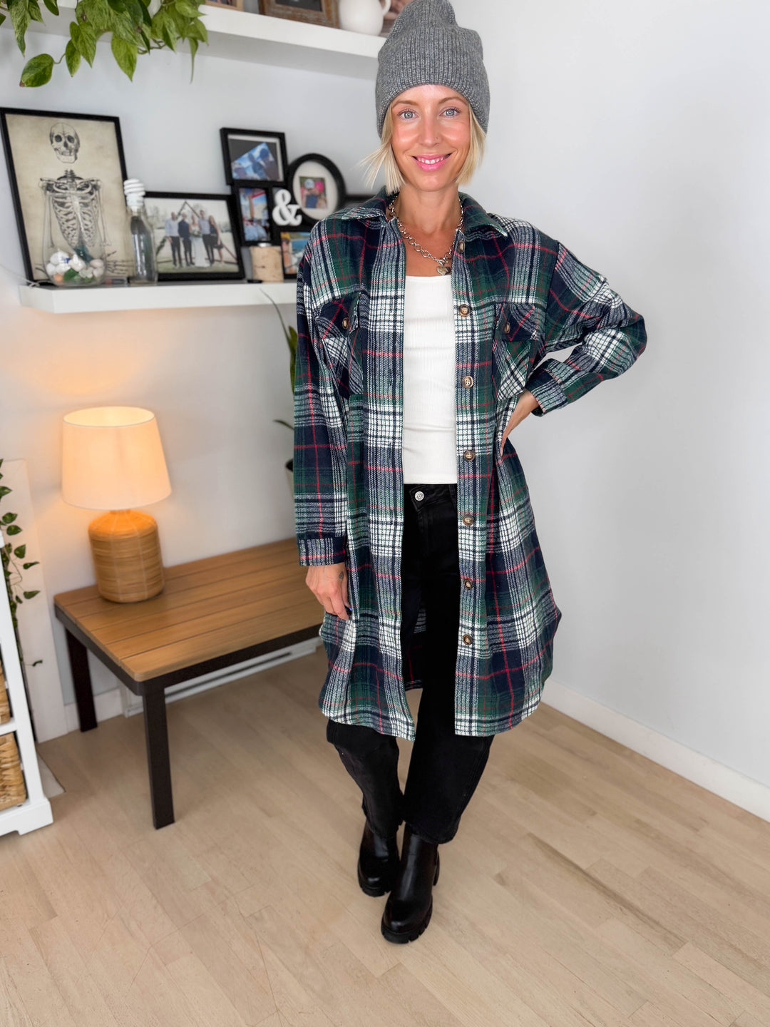 Out West Plaid Shacket- GREEN MULTI