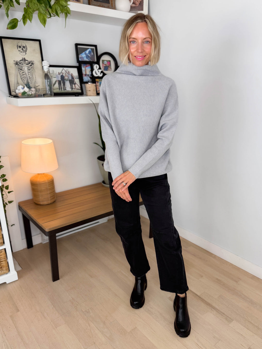 Wild Pines Dolman Sweater- HEATHER GREY