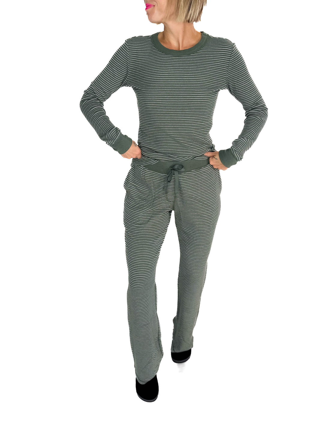 Layla Waffle Lounge Pant- HUNTER