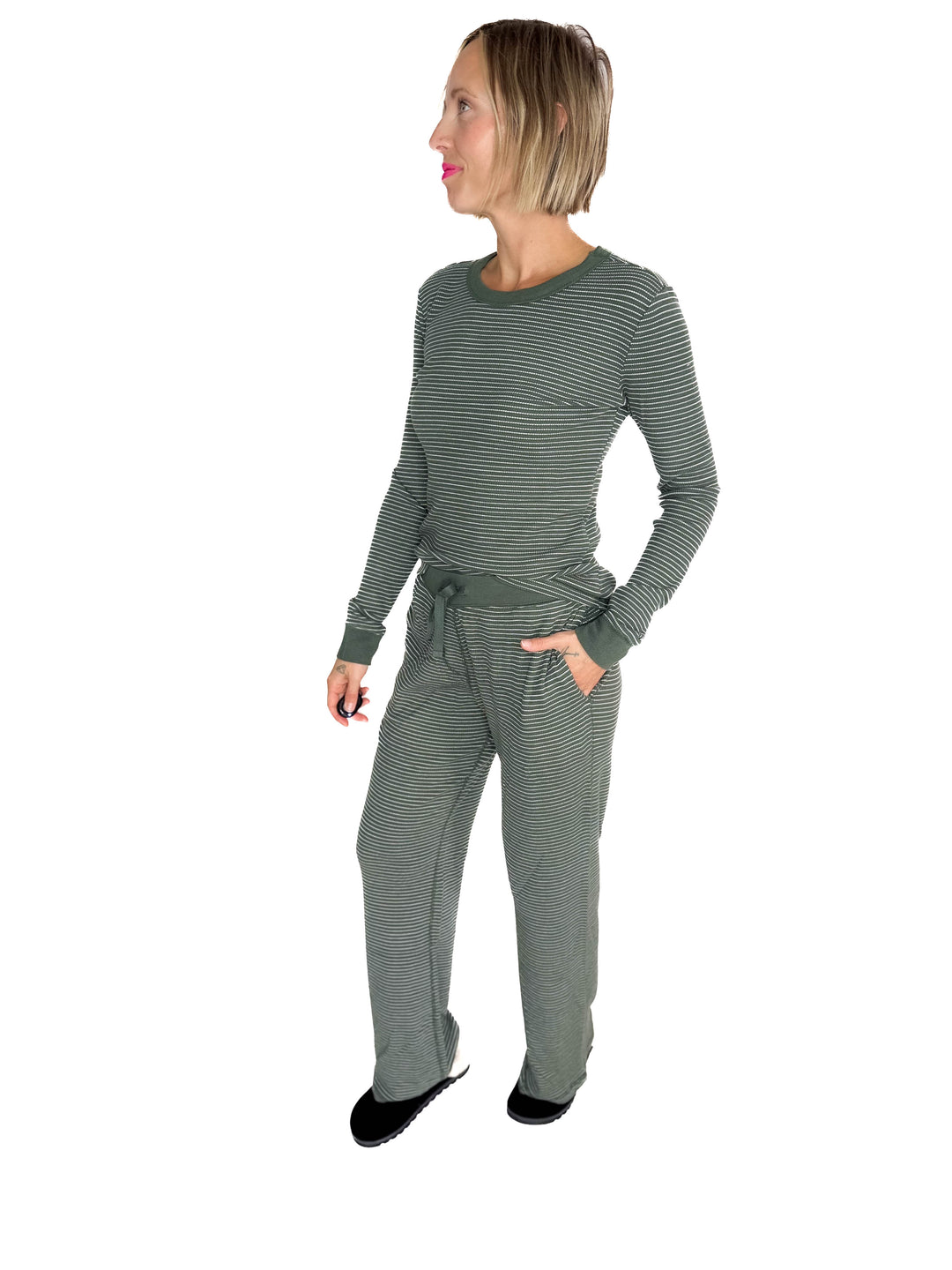 Layla Waffle Lounge Pant- HUNTER