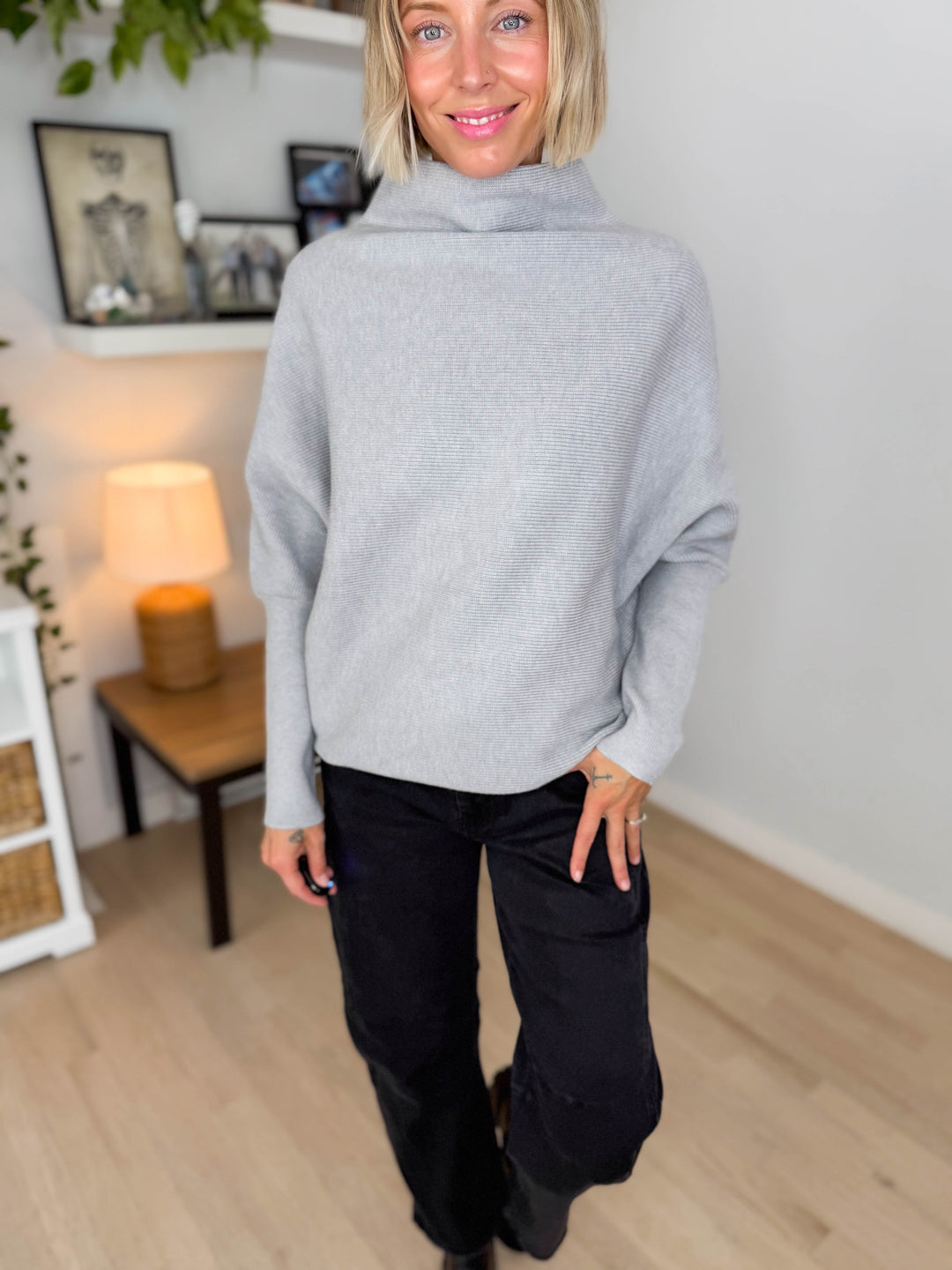 Wild Pines Dolman Sweater- HEATHER GREY