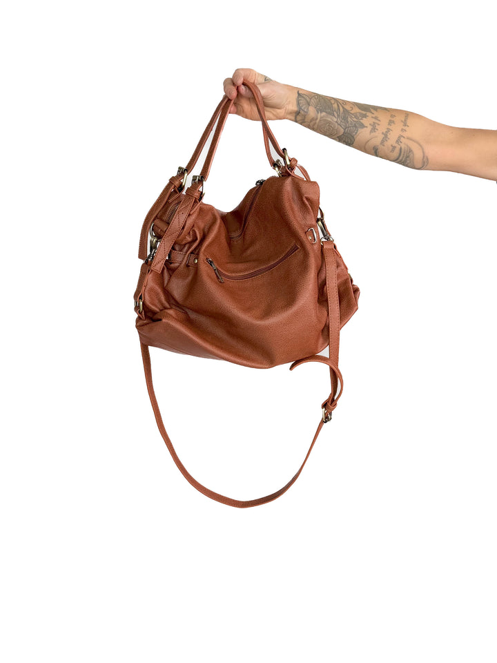 Jamila Rustic Tote Bag- CAMEL BROWN