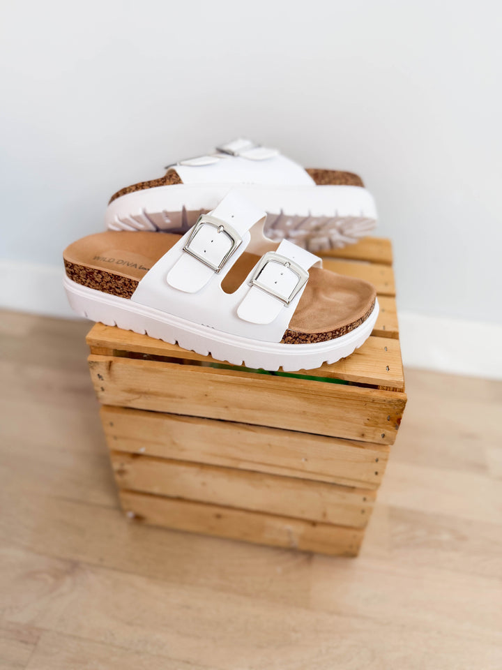 Joonie Platform Sandal- WHITE-FINAL SALE *9+10*