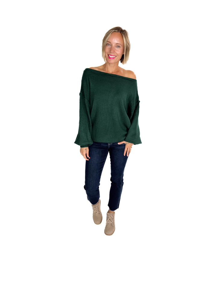 Seattle Boat Neck Sweater- EMERALD