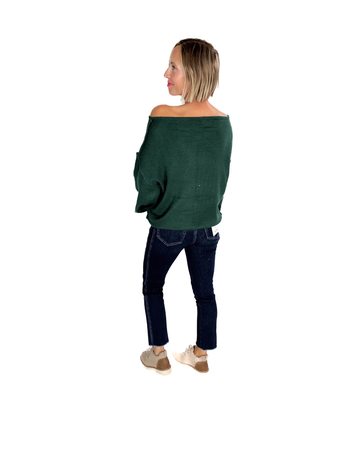 Seattle Boat Neck Sweater- EMERALD