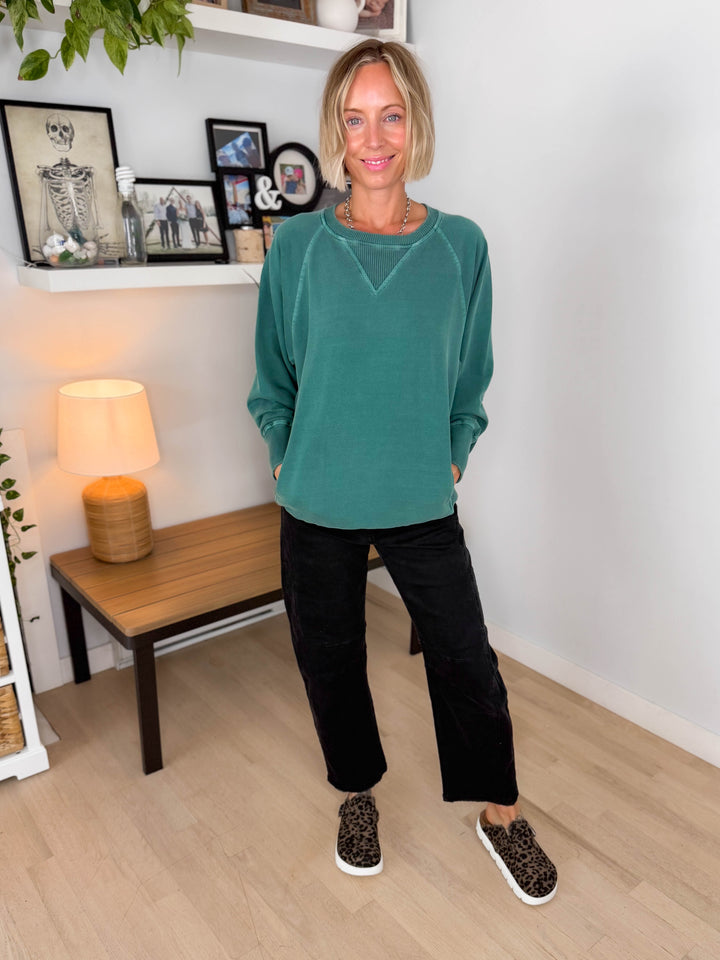 Juliet Washed Tunic Sweatshirt- HUNTER