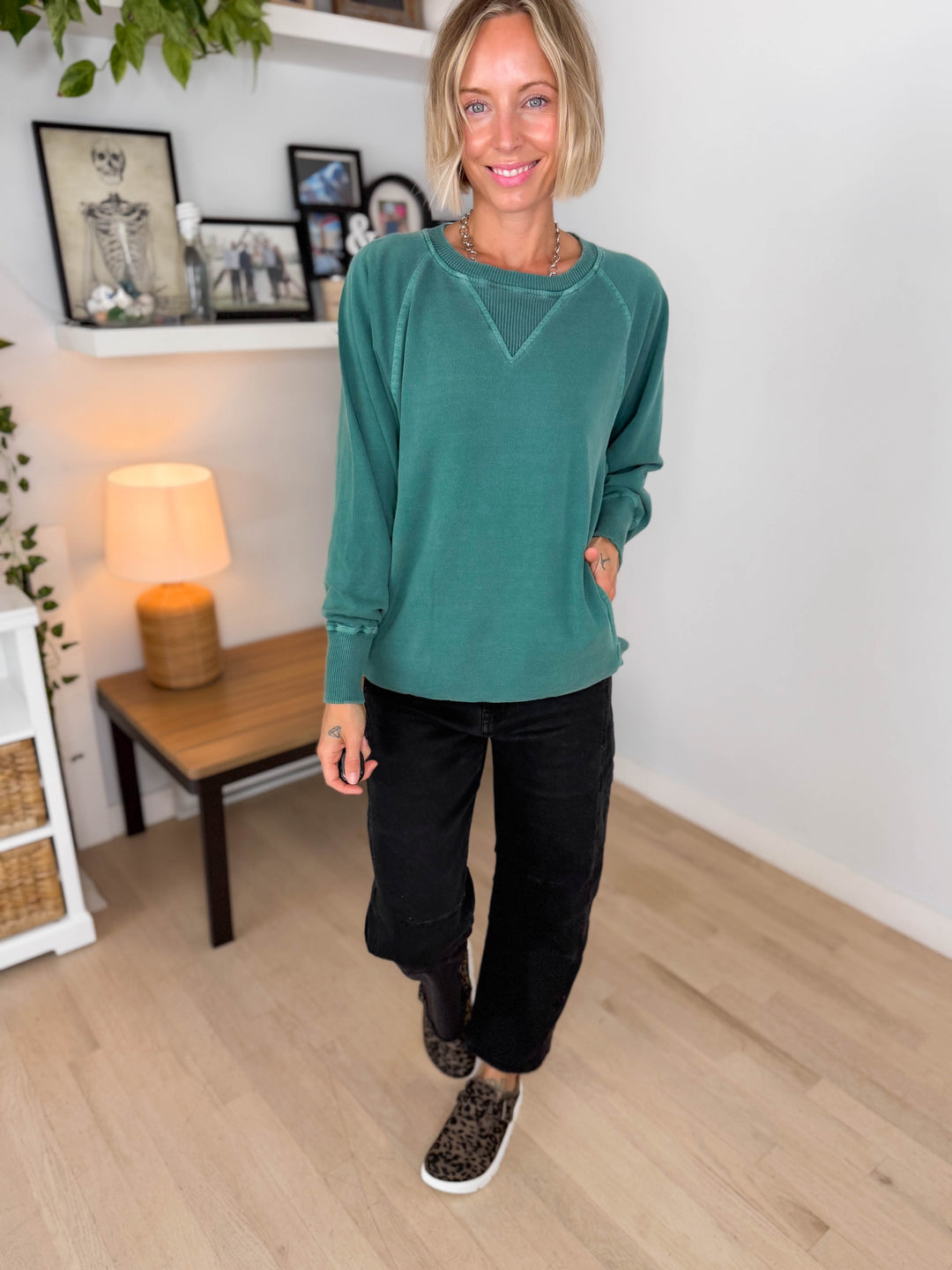 Juliet Washed Tunic Sweatshirt- HUNTER
