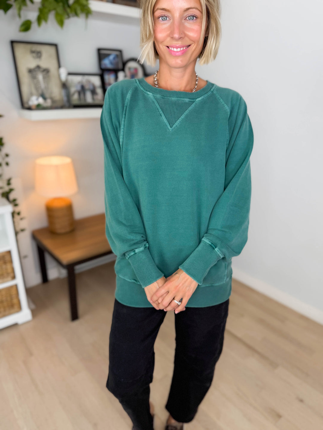 Juliet Washed Tunic Sweatshirt- HUNTER