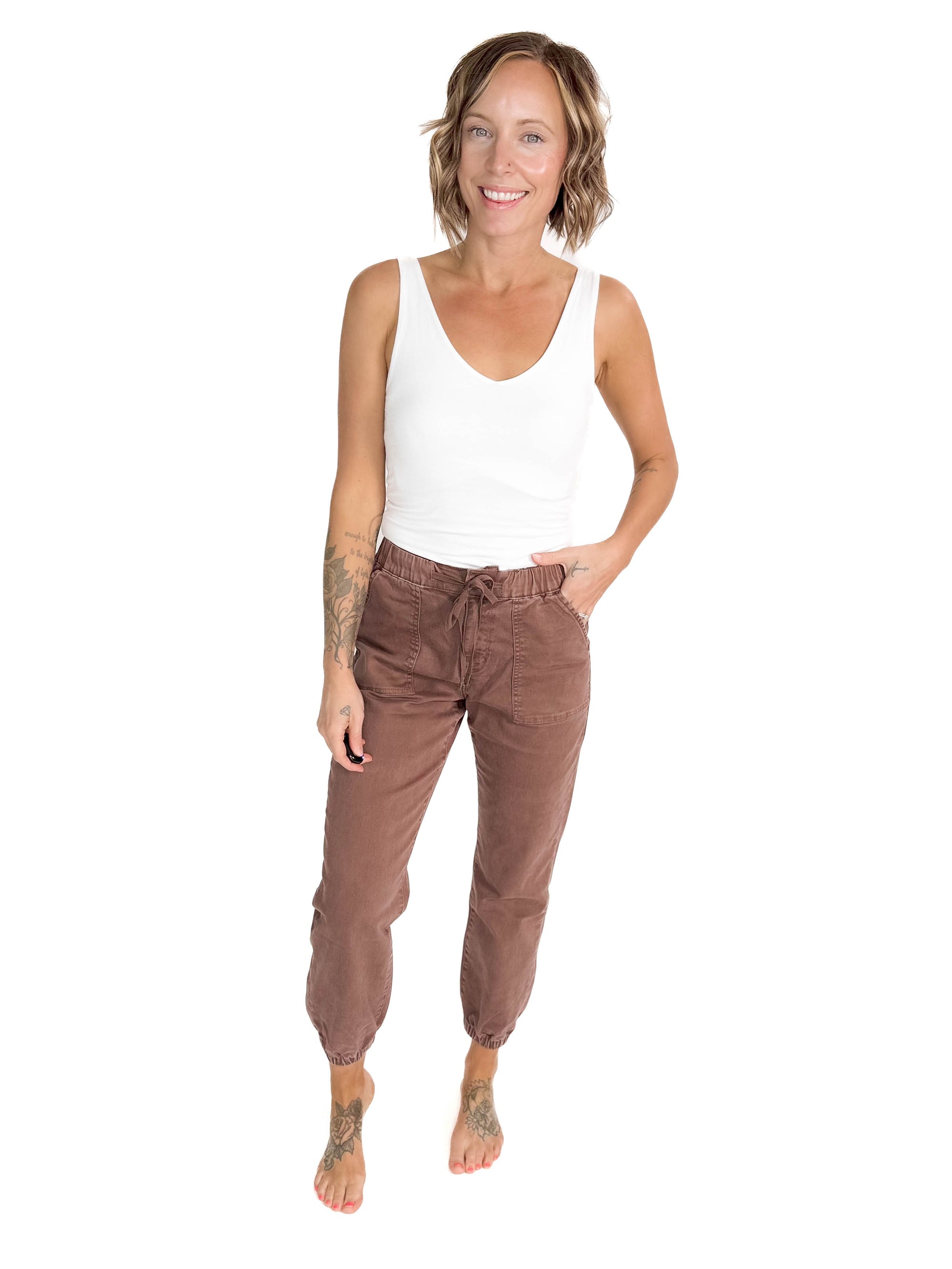 Shelly High Rise Jogger- COCOA