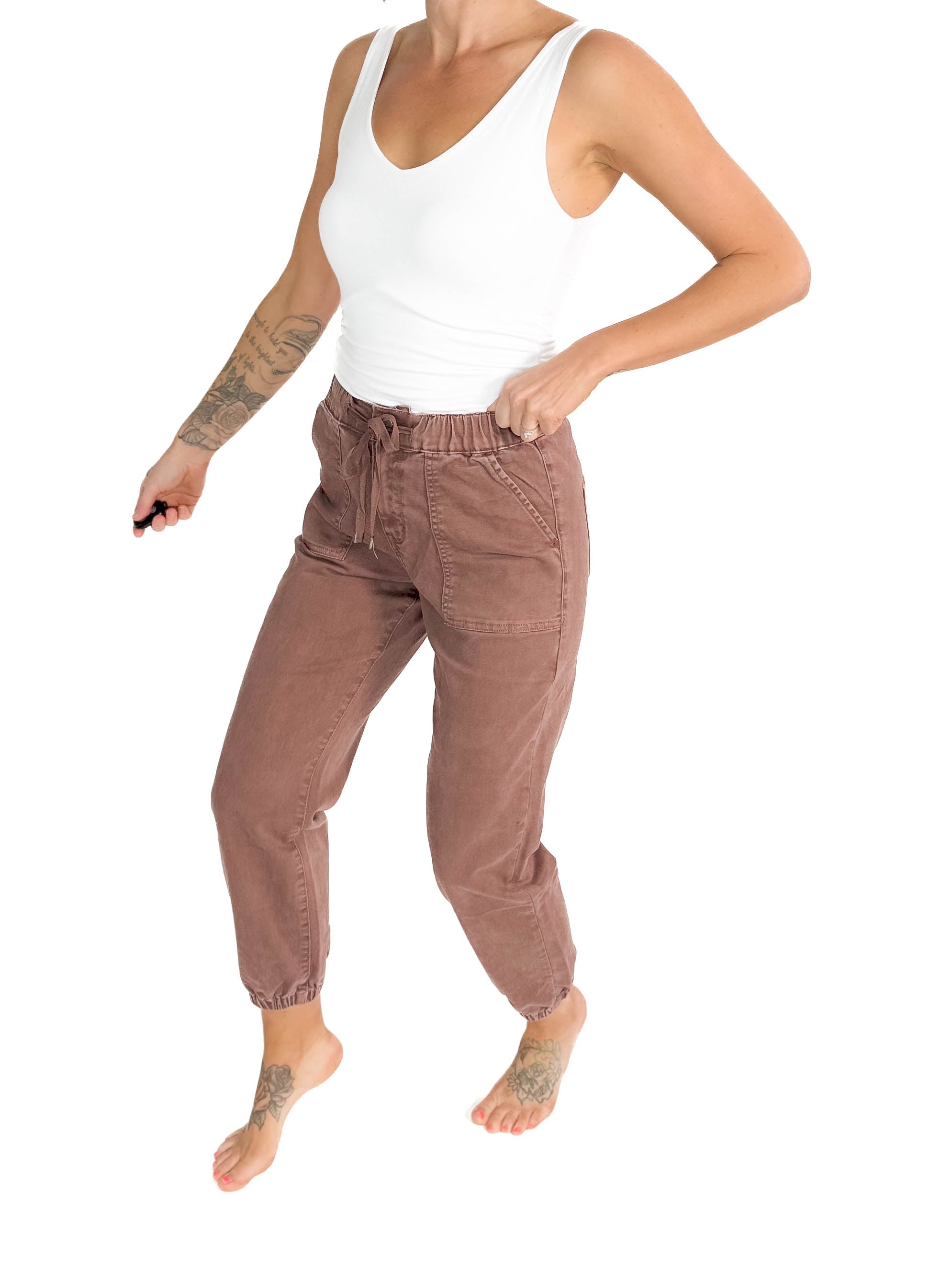 Shelly High Rise Jogger- COCOA