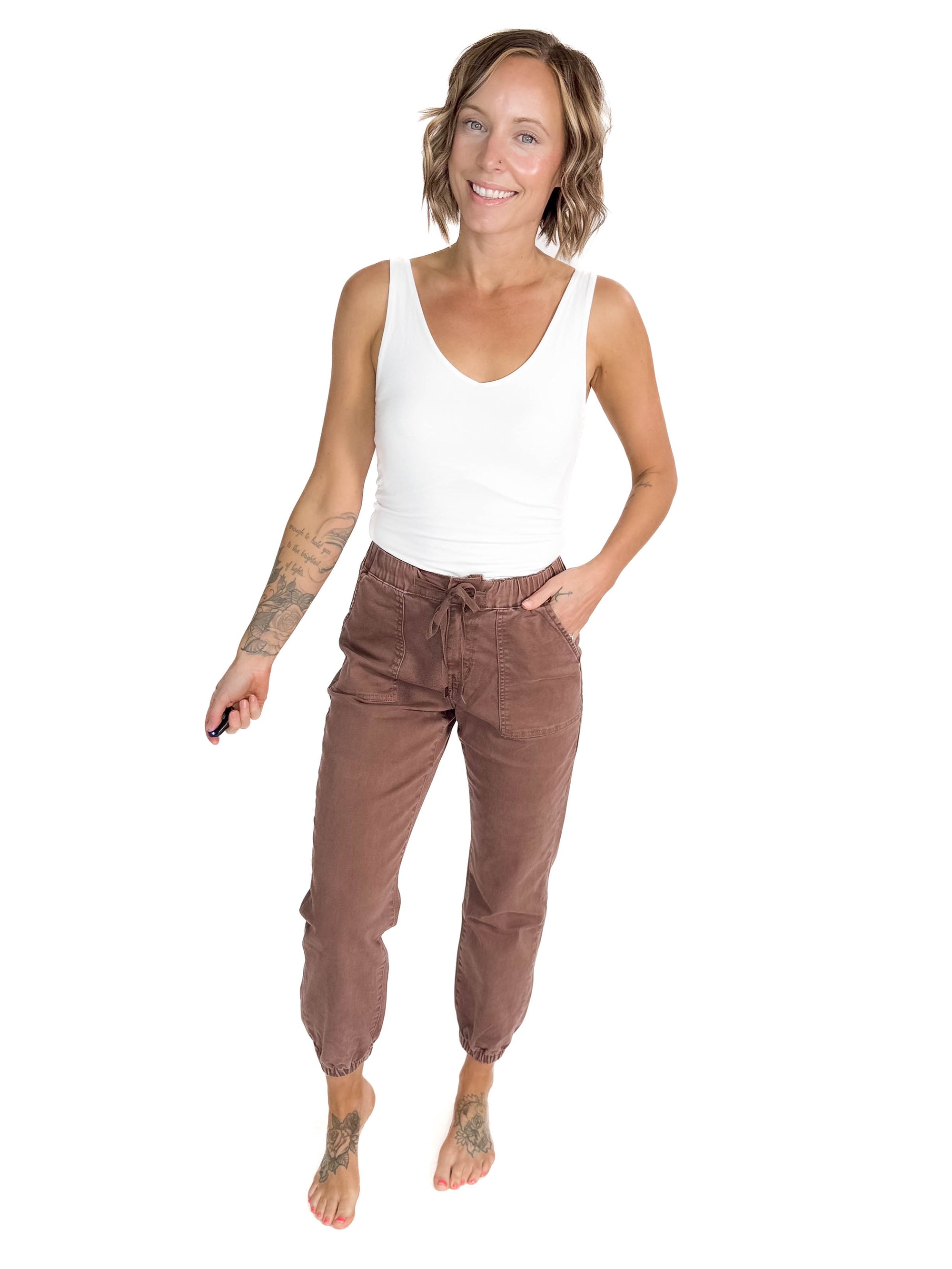 Shelly High Rise Jogger- COCOA