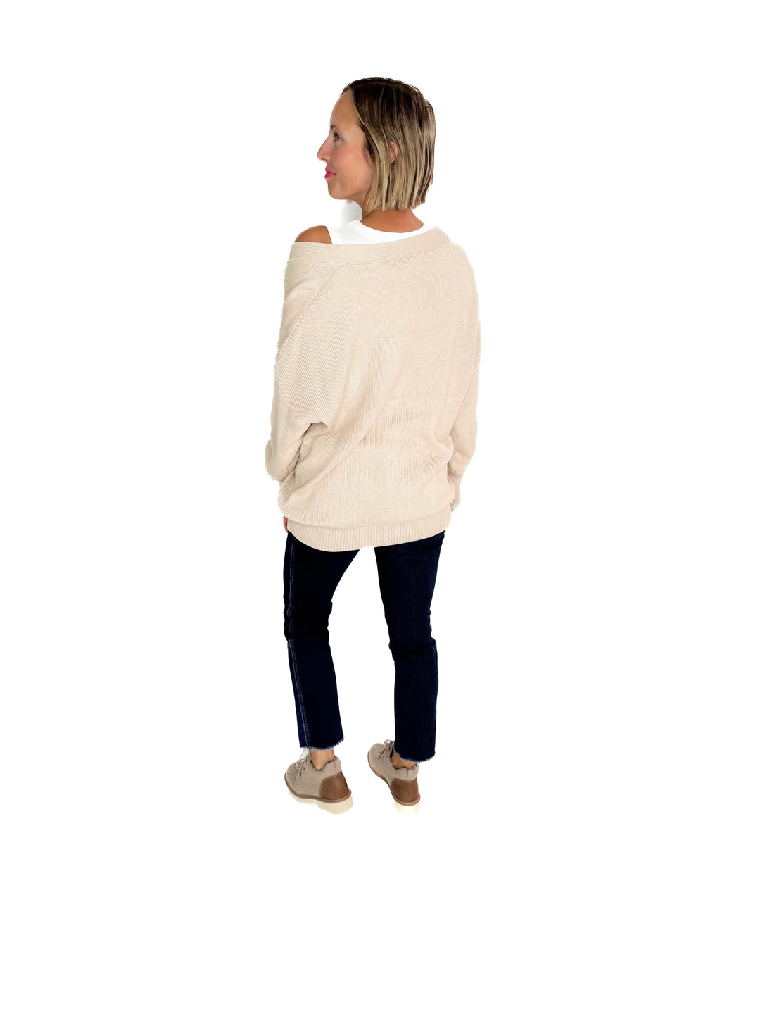 Oli Oversized Cotton Button Down Cardigan- CREAM
