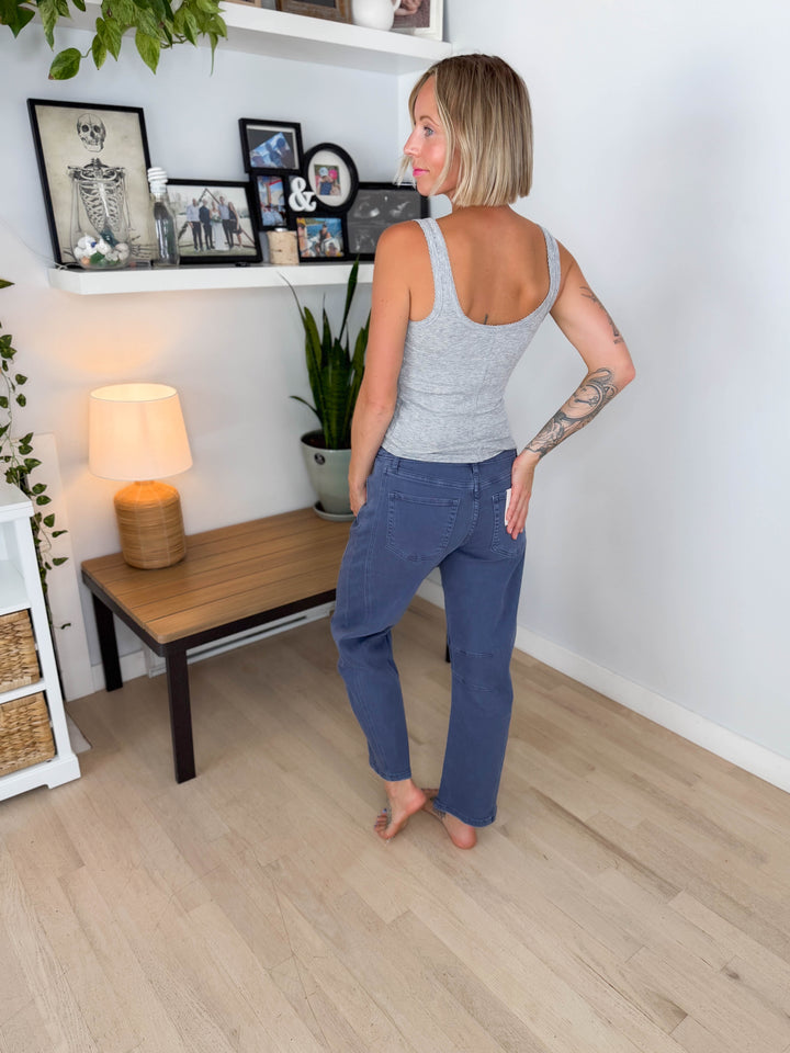 Koltyn Stretch Barrel Pant- BLACKBERRY