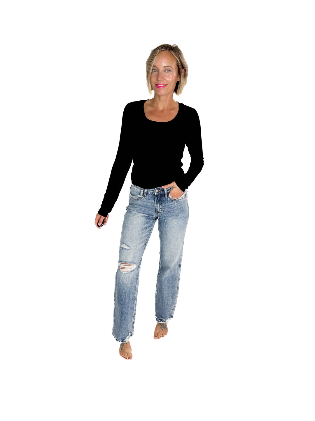 JUDY BLUE Nova Mid Rise 90's Straight Rigid Magic Jeans- MEDIUM WASH