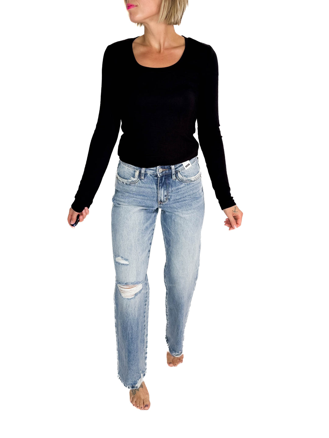 JUDY BLUE Nova Mid Rise 90's Straight Rigid Magic Jeans- MEDIUM WASH