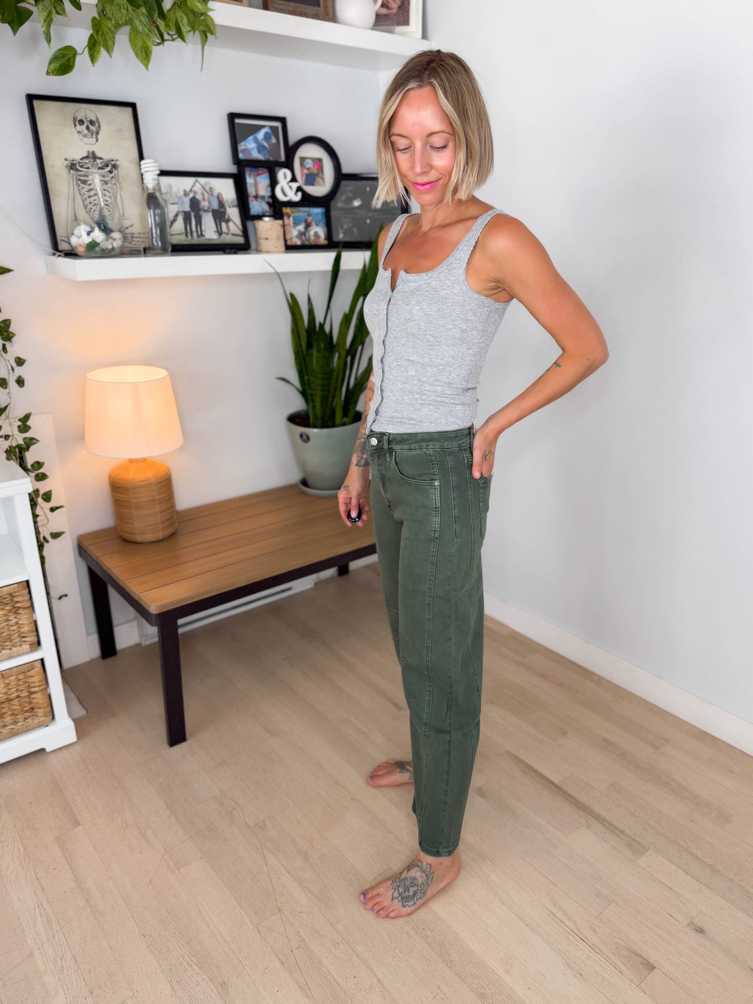 Koltyn Stretch Barrel Pant- DARK OLIVE