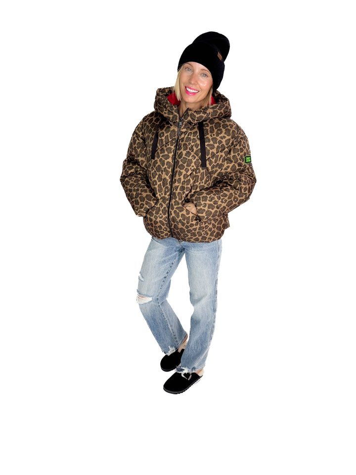 ONLY Lassie Hooded Puffer Jacket- LEOPARD