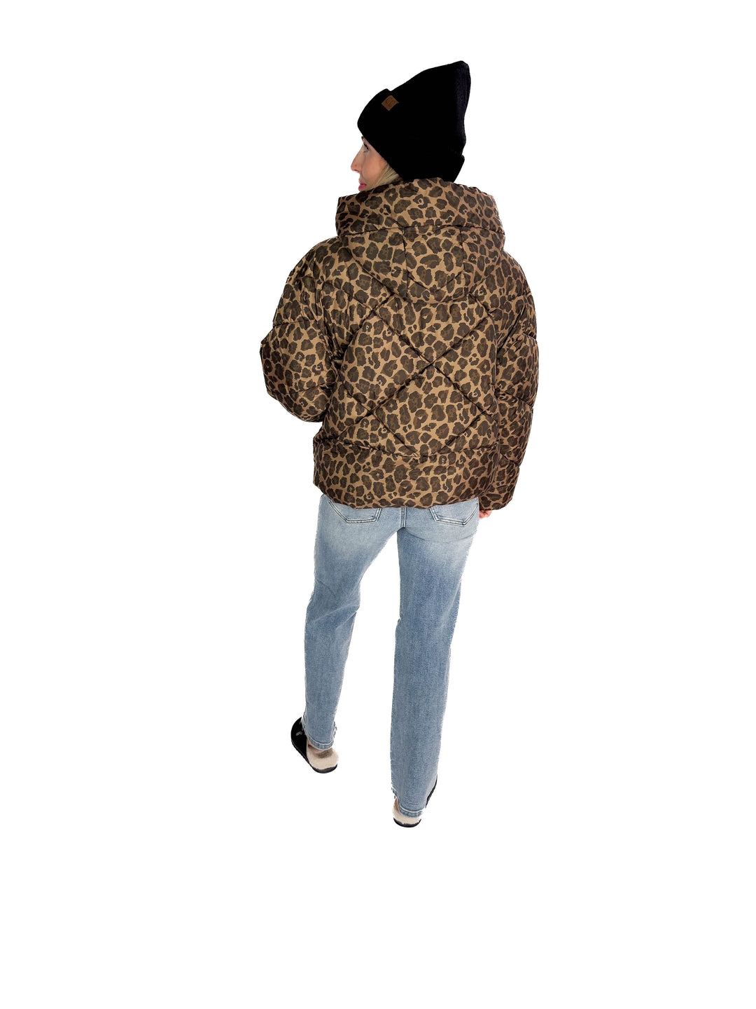 ONLY Lassie Hooded Puffer Jacket- LEOPARD