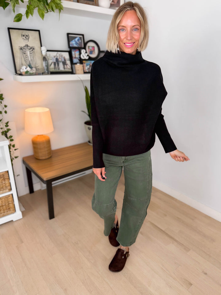 Wild Pines Dolman Sweater- BLACK