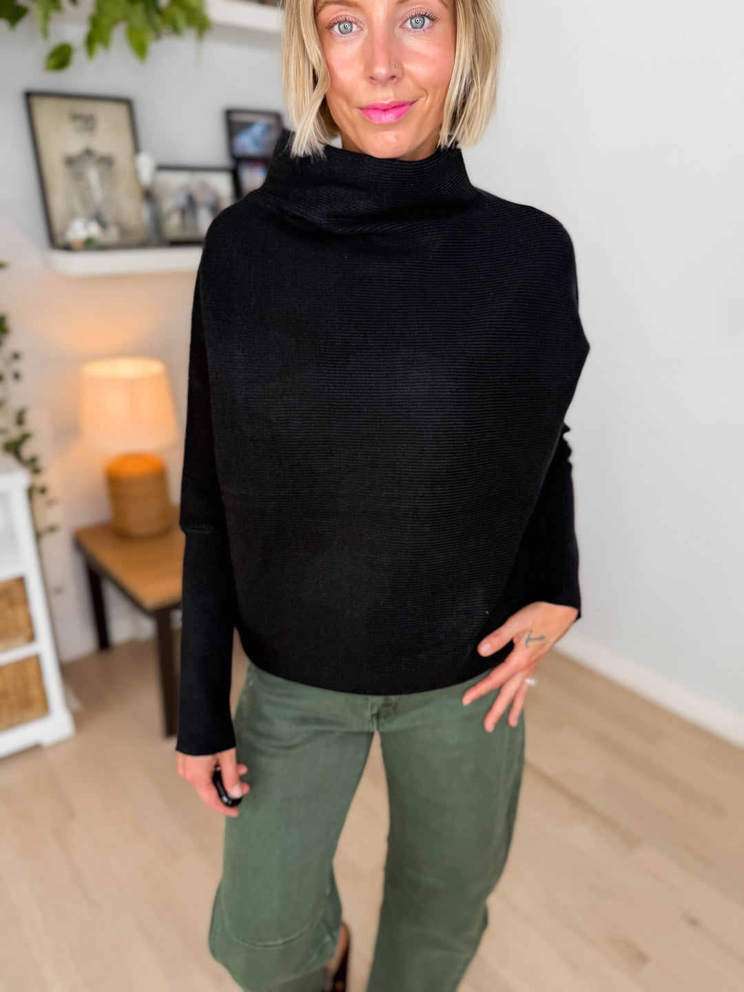Wild Pines Dolman Sweater- BLACK
