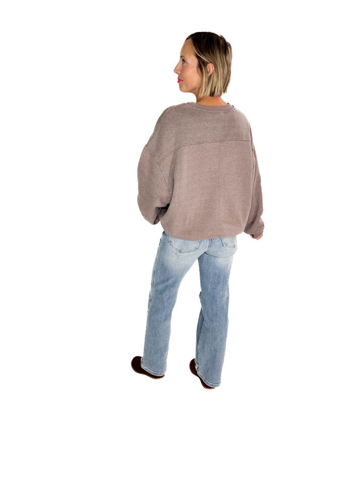 Elowen Melange Fleece Sweatshirt- WALNUT