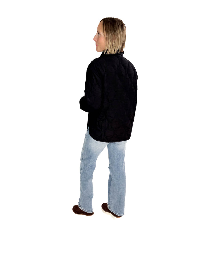 Elmwood Quilted 1/4 Zip Jacket- BLACK