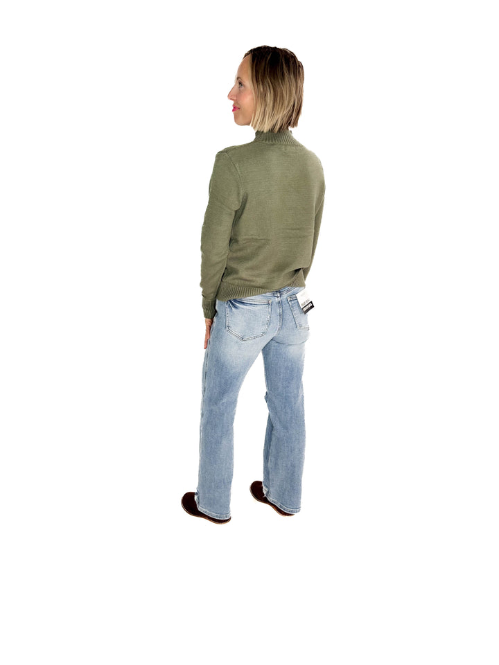 Susan Ultra Soft Mockneck Sweater- OLIVE