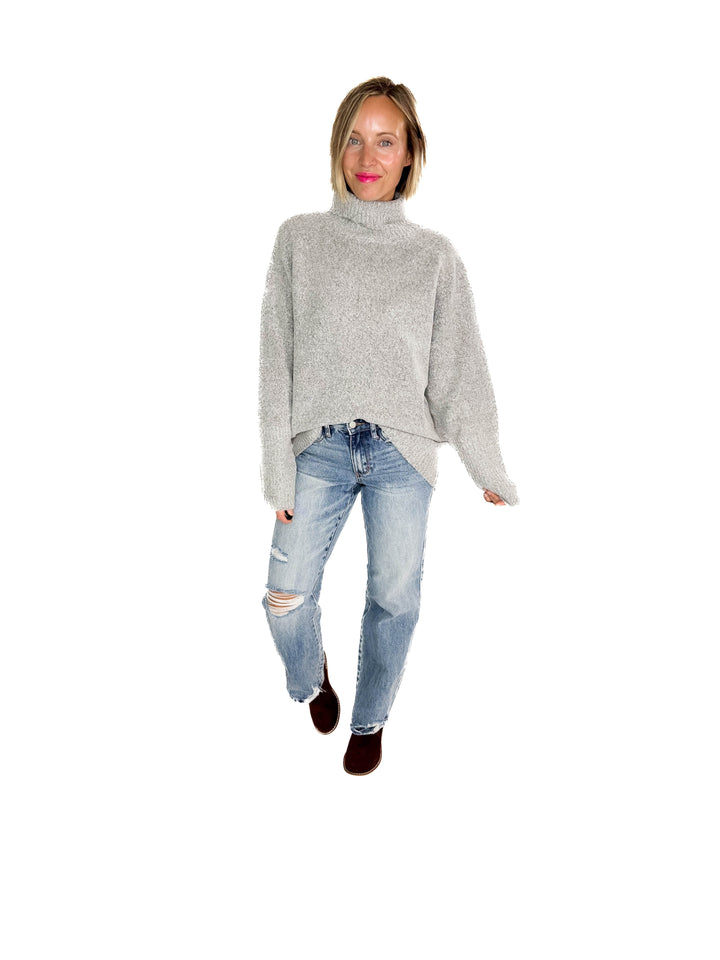 Chalet Turtle Neck Sweater- HEATHER GREY