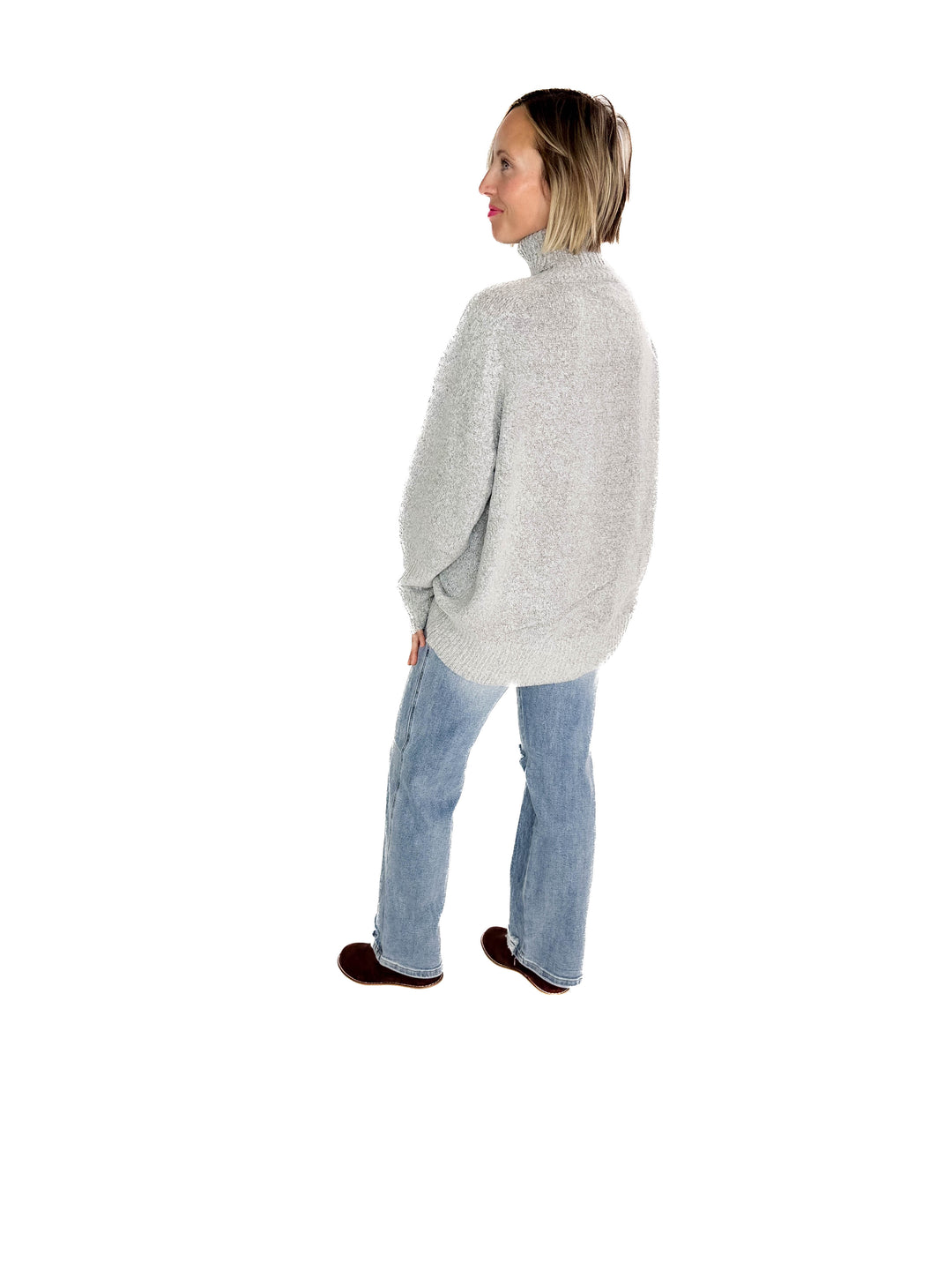 Chalet Turtle Neck Sweater- HEATHER GREY