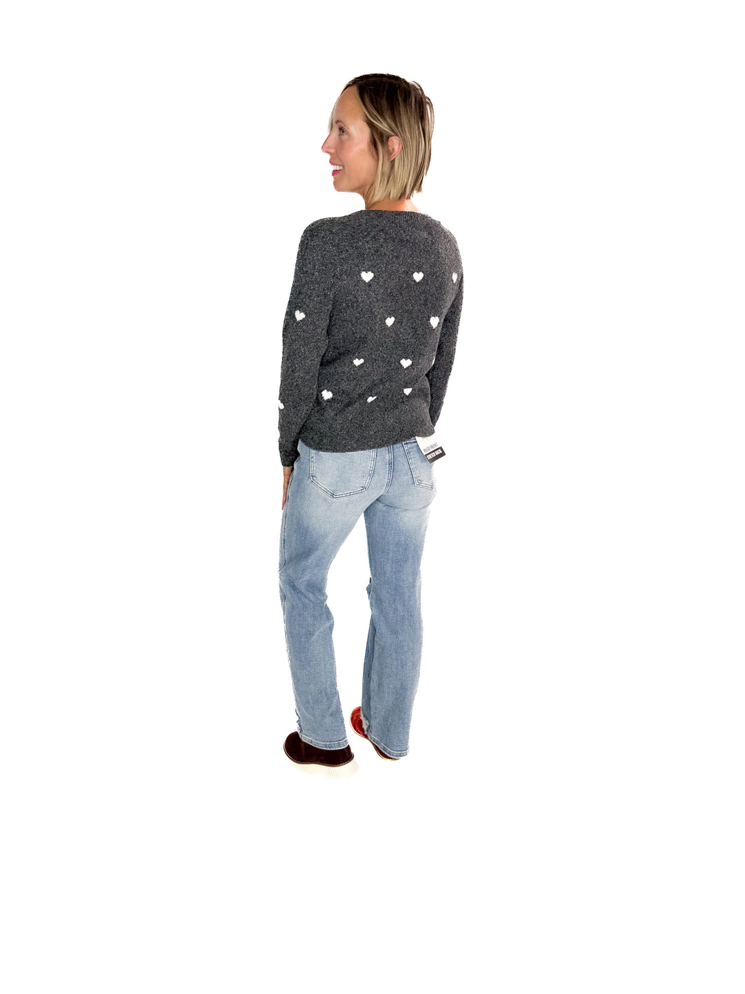 VERO MODA Doffy Hearts Sweater- DARK GREY