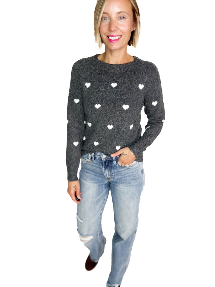 VERO MODA Doffy Hearts Sweater- DARK GREY