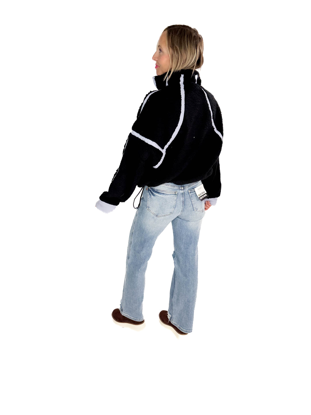 RD STYLE Jill Funnel Neck Sherpa- BLACK