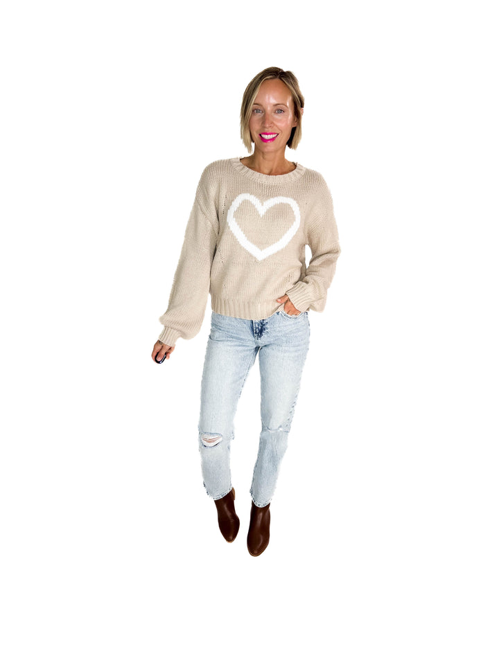 Vivienne Heart Sweater- BIEGE