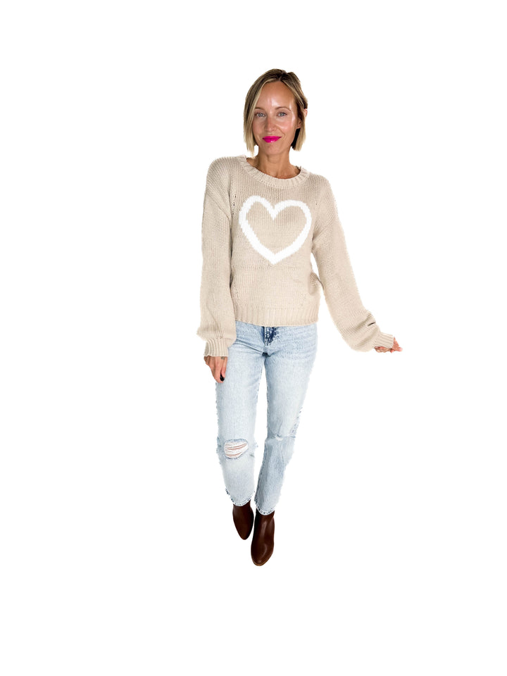 Vivienne Heart Sweater- BIEGE