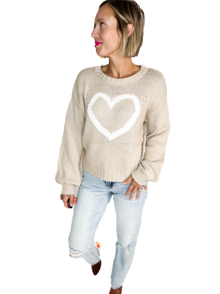 Vivienne Heart Sweater- BIEGE