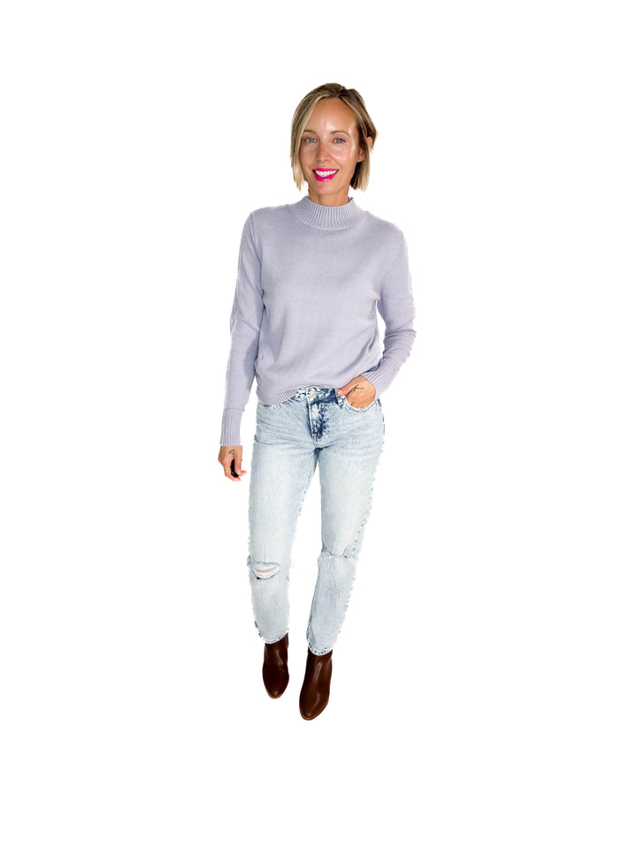 Susan Ultra Soft Mockneck Sweater- PEWTER
