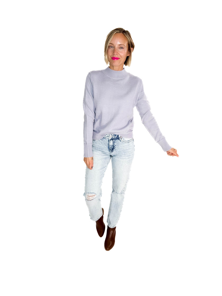 Susan Ultra Soft Mockneck Sweater- PEWTER
