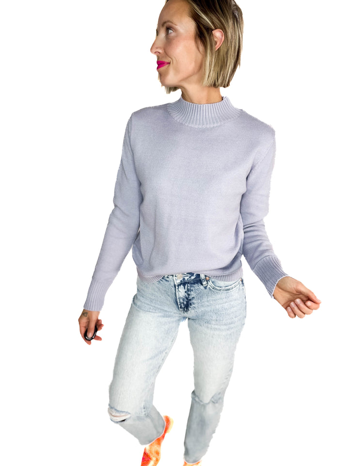 Susan Ultra Soft Mockneck Sweater- PEWTER
