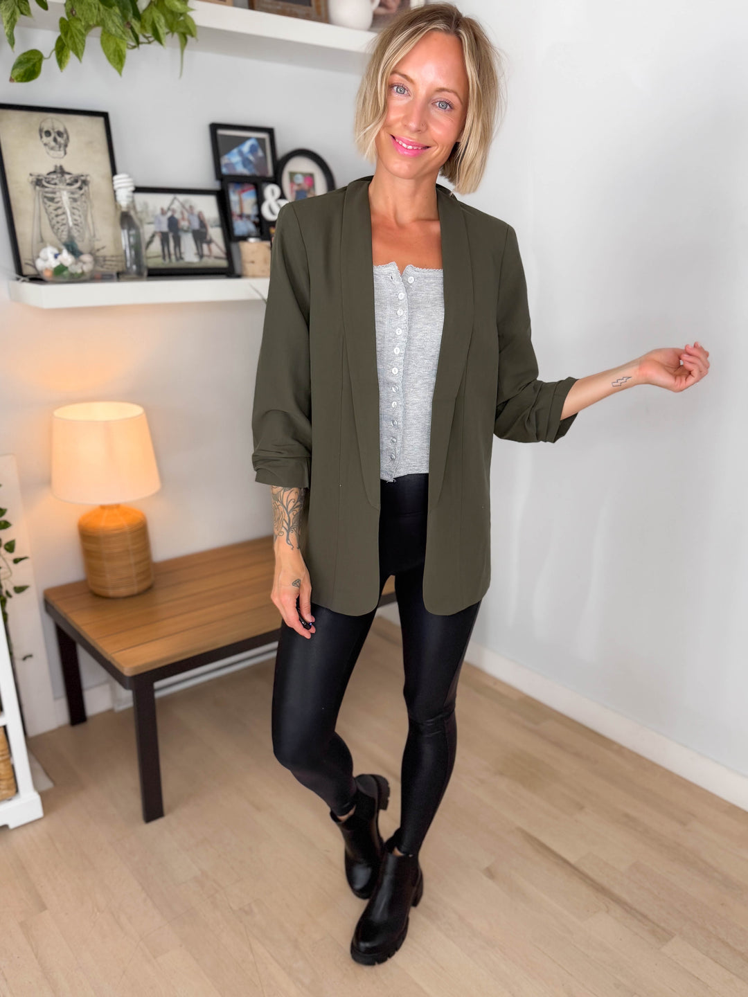 Only Bosella 3/4 Blazer- FOREST NIGHT