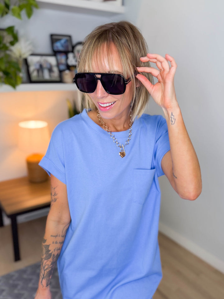 Natalie Oversized Aviator Sunglasses- BLACK FRAME