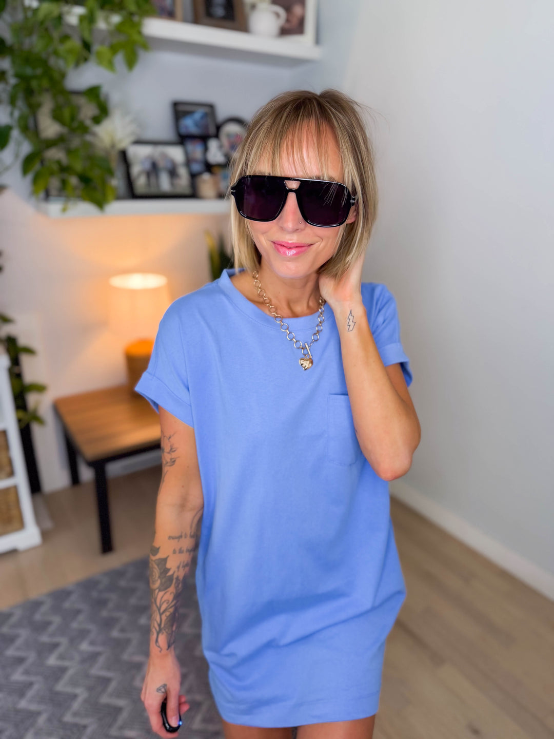 Natalie Oversized Aviator Sunglasses- BLACK FRAME