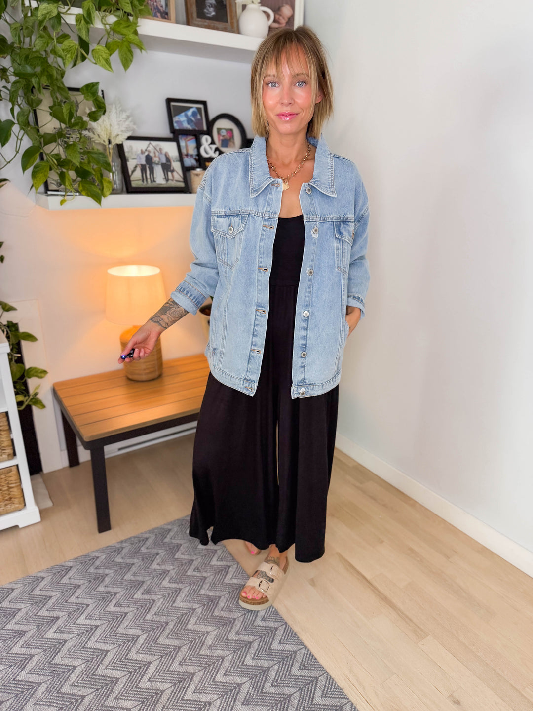 Marisol Washed Denim Jacket- LIGHT/MEDIUM DENIM