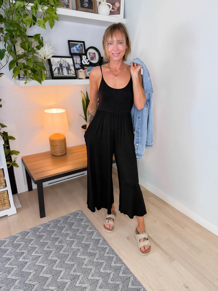Koko Wide Leg Jumpsuit- BLACK